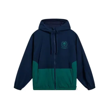 LiNing Badfive Trench Coat Men's Dark Marine Blue With Fresh Green