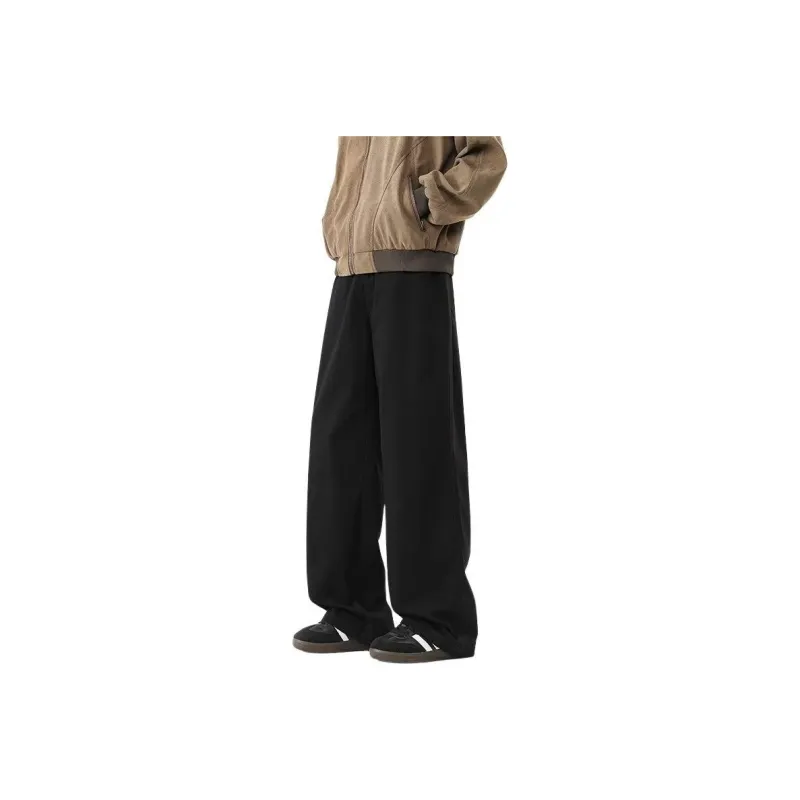 NOME Preppy Style Draped Solid Color Strap Length Pants Unisex-0