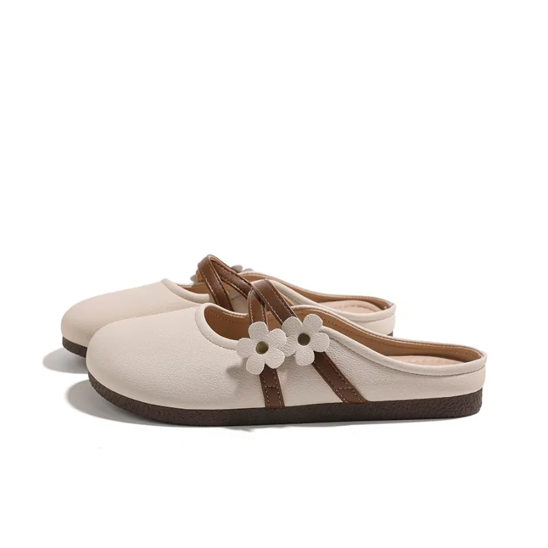 HUANQIU Quiet Slip Resistant Closed Toe Slippers Women's Light Khaki-1