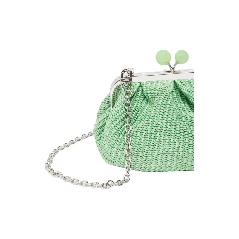 WEEKEND MaxMara Cotton Shoulder Bag Small Size Women's Emerald-4