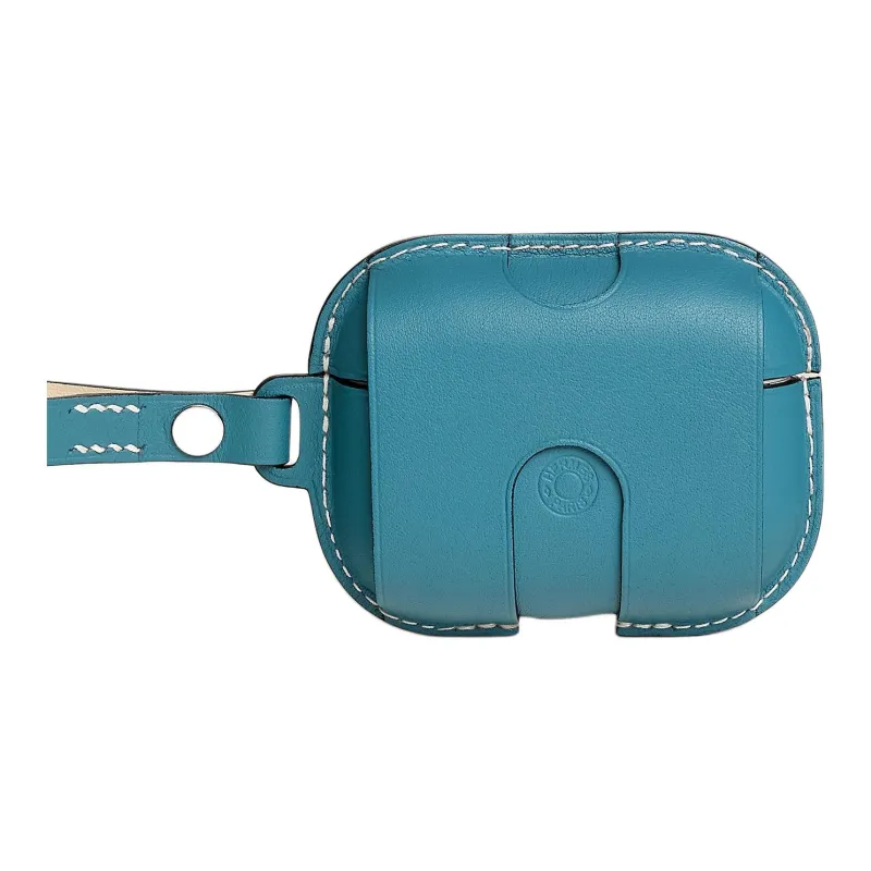 HERMES Swift Calfskin Earphone Case Unisex 75 Bley Jean Denim Blue-1