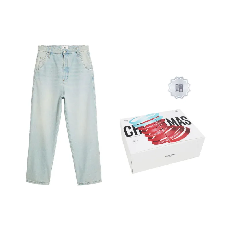 Ami Logo Patch Wide Leg Jeans-5