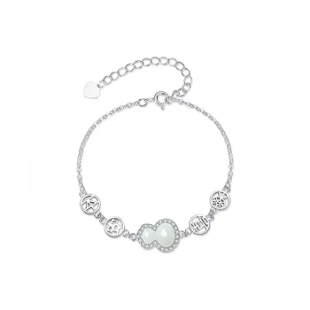 Asia Star Bracelets Pale Greenish White Jade Women's