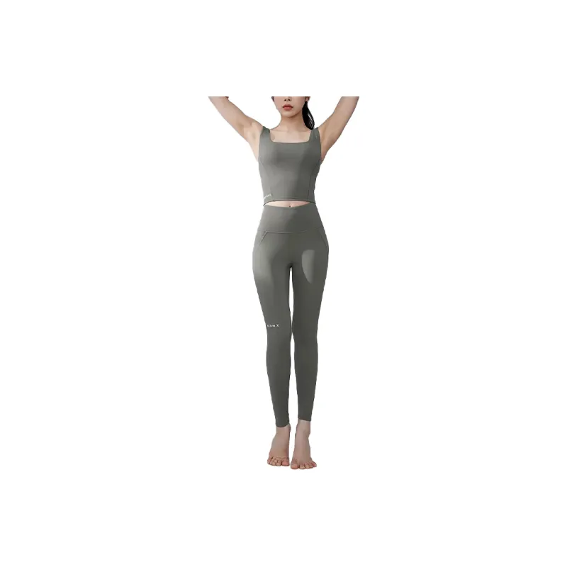 XEXYMIX Yoga Pants Women's Gray Moss Green-0