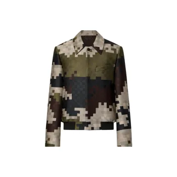 LOUIS VUITTON Silk Blend Tailored Damier Blouson