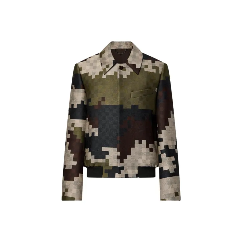 LOUIS VUITTON Silk Blend Tailored Damier Damoflage Blouson-0
