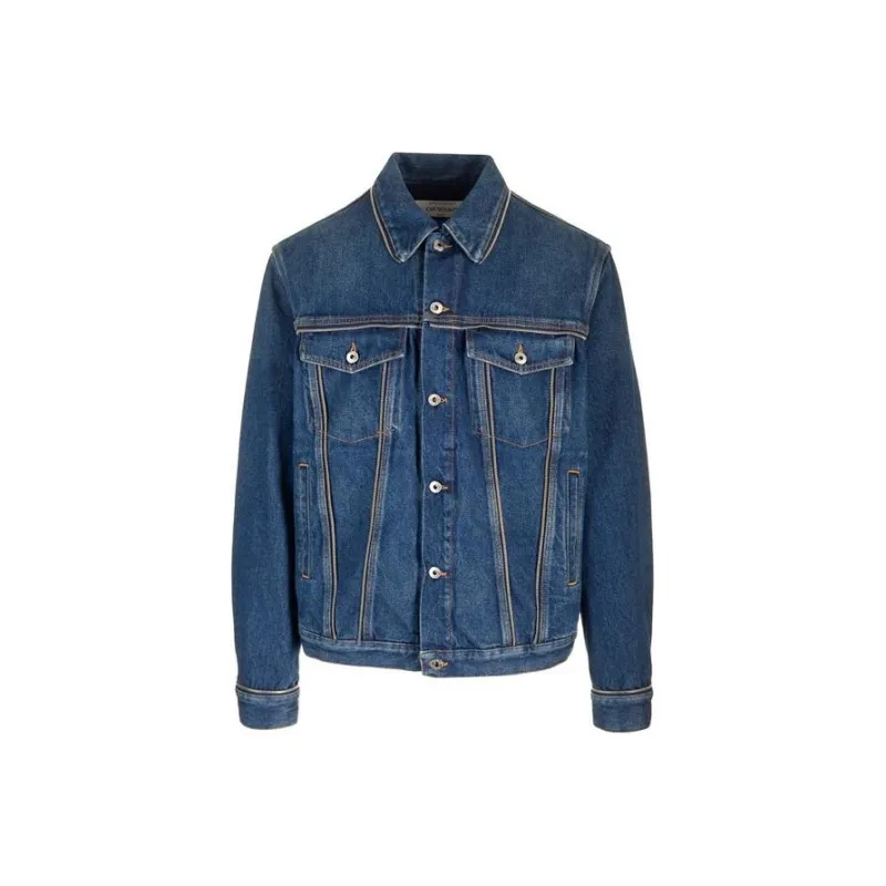 OFF WHITE Buttoned Long Sleeved Denim Jacket-0