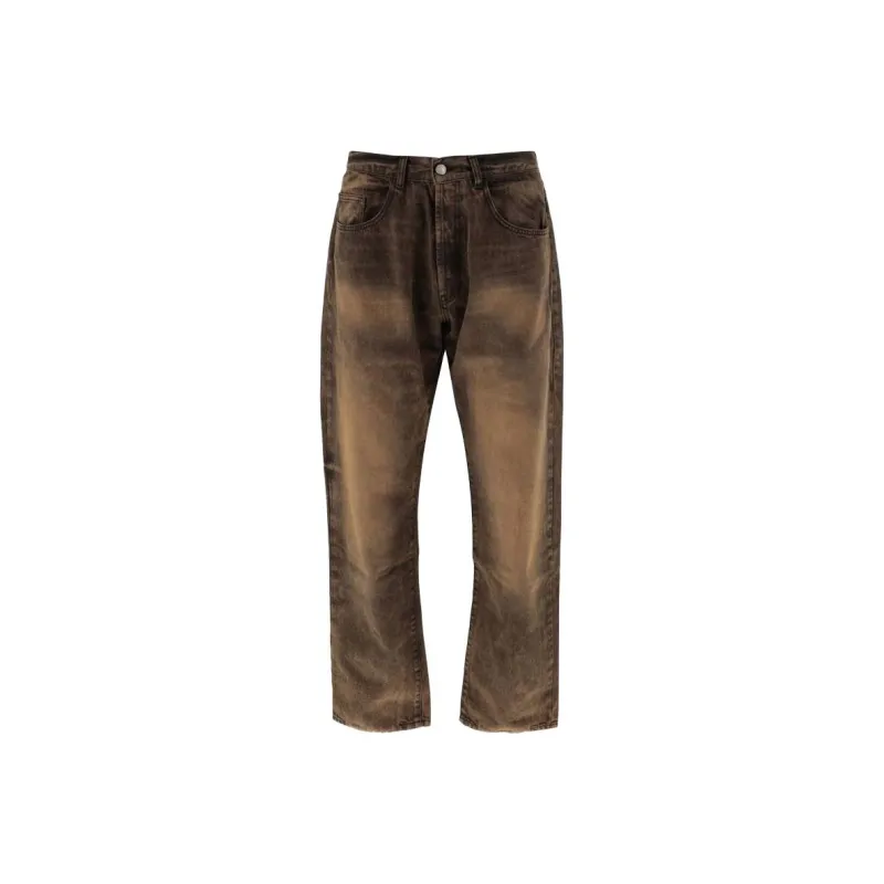 Aries Acid Wash Logo Printed Jeans-0