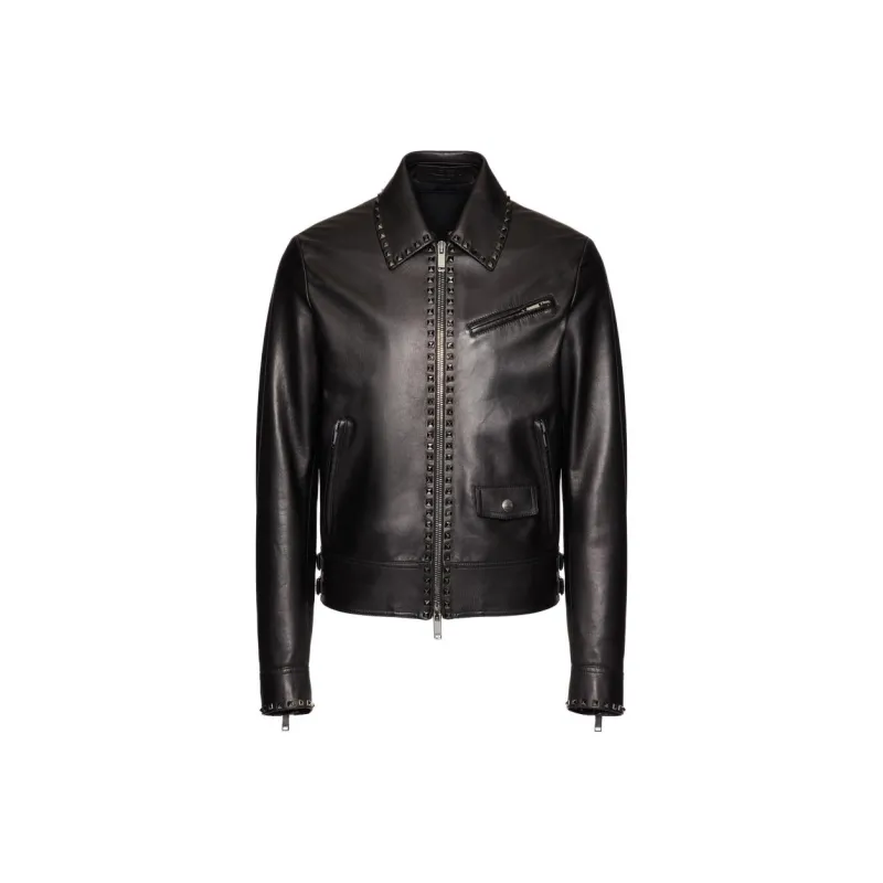 Valentino Leather Jackets Men Black-0