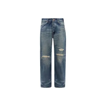 CELINE Kurt Jeans In Destroyed Blue Marble Denim