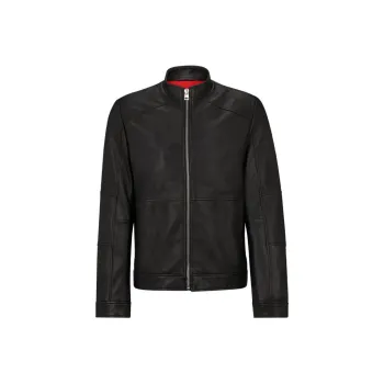 HUGO BOSS Leather Jacket Men's Black
