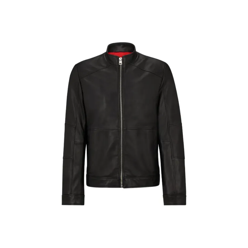 HUGO BOSS Leather Jacket Men's Black-0