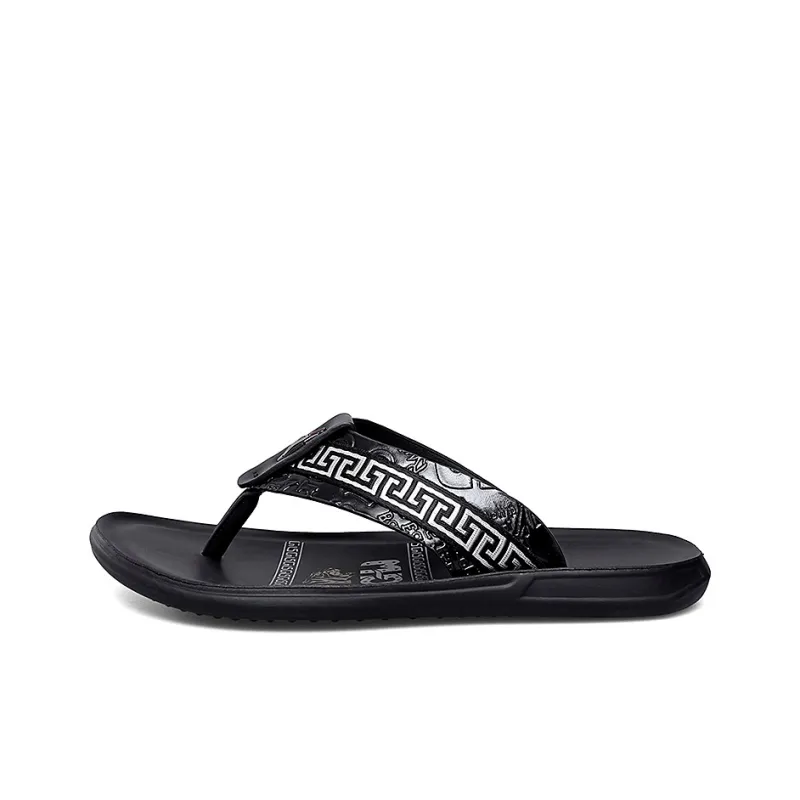 Eminu Quiet Odor Resistant Flip Flops Men's Black-0
