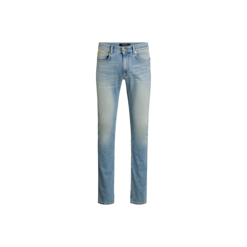 VERSACE Straight Leg Embroidered Logo Jeans-0