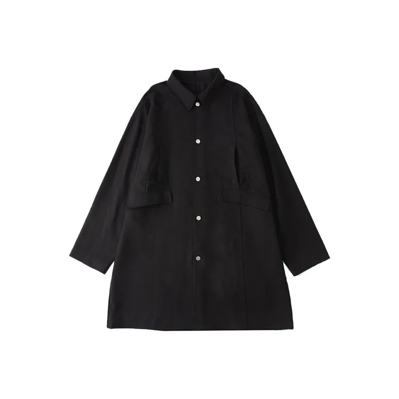 DECESOLO Trench Coats Unisex Black Gray Color-0