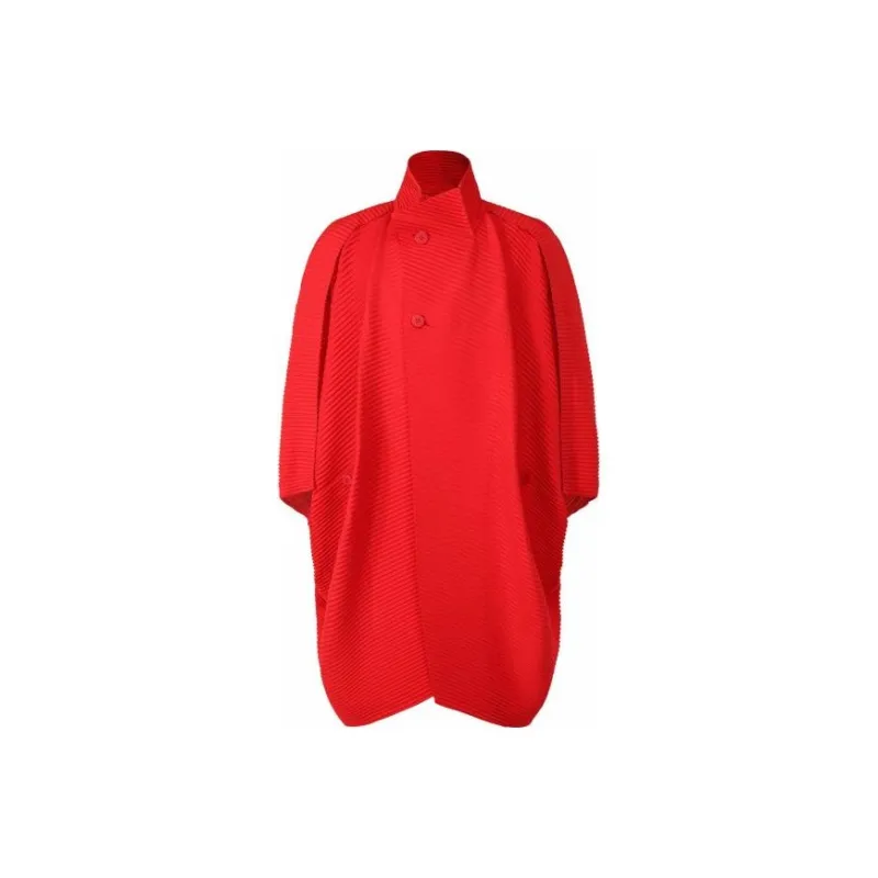 Homme Plissé Issey Miyake Trench Coats Men Deep Red-0