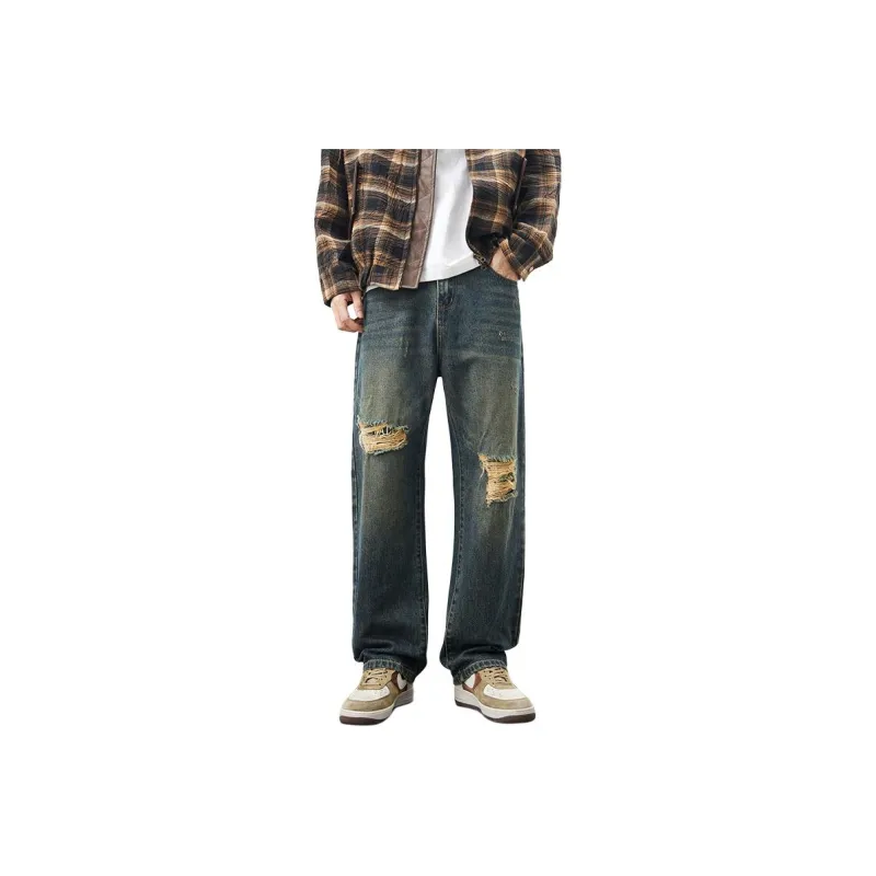 DABAISHA Jeans Men's Retro Nostalgic Blue-0