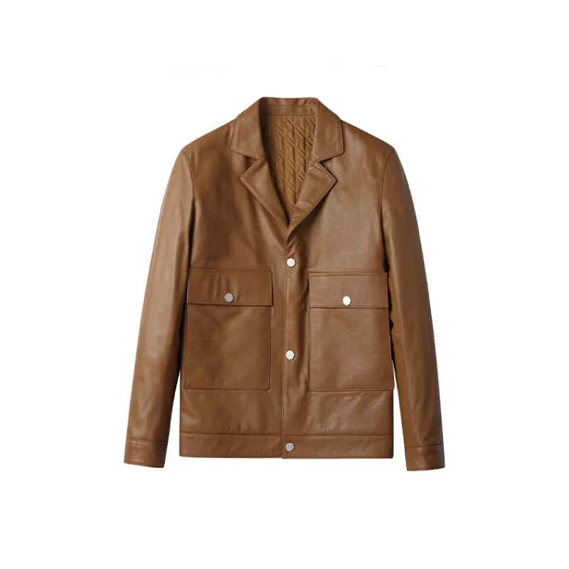 SINBOS Leather Jacket Men's Ginger Yellow-0