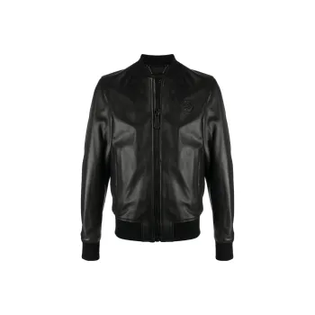 PHILIPP PLEIN Leather Jackets Men Black
