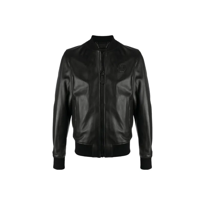 PHILIPP PLEIN Leather Jackets Men Black-0