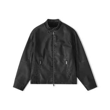 DIMC Leather Jacket Unisex Washed Gray