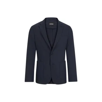 HUGO BOSS Single-breasted Linen-blend Blazer
