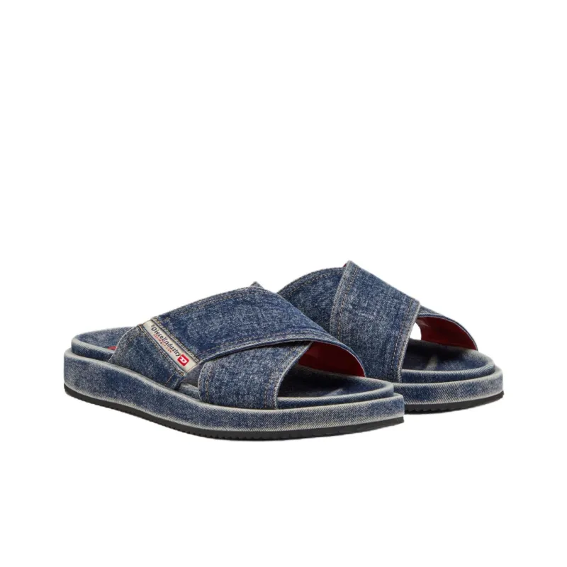 DIESEL Slide Slippers Women's Denim Blue-2