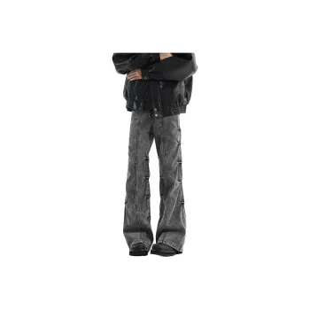 NEAR HERE Jeans Unisex Black Gray Color