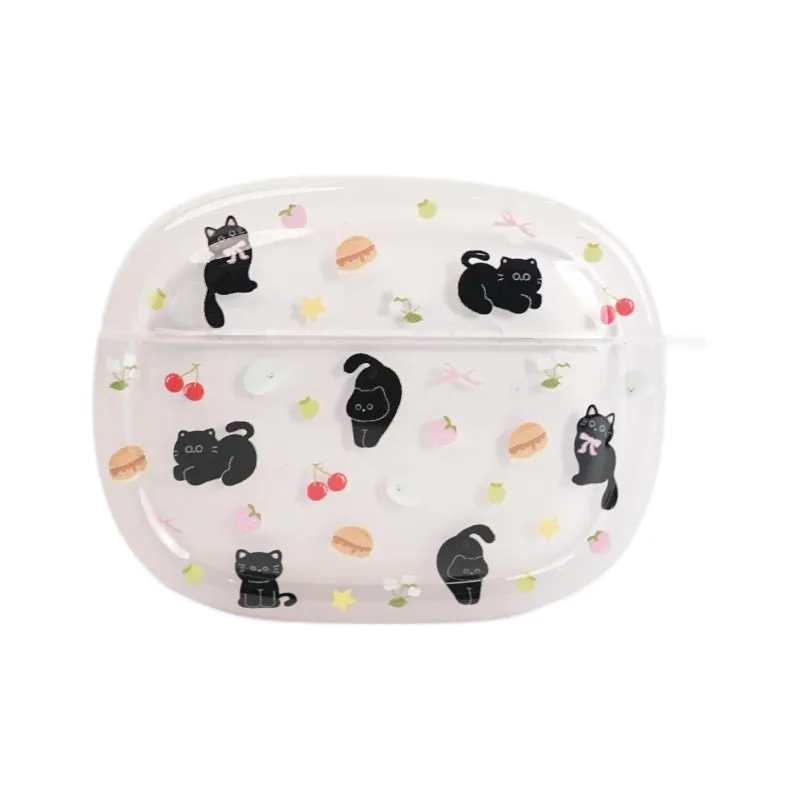 Sopi Compatibility With Apple AirPods 4/2/3/4th Generation/AirPods Pro/Pro 2 TPU Cake Cherry Kitten Headphone Cases-1