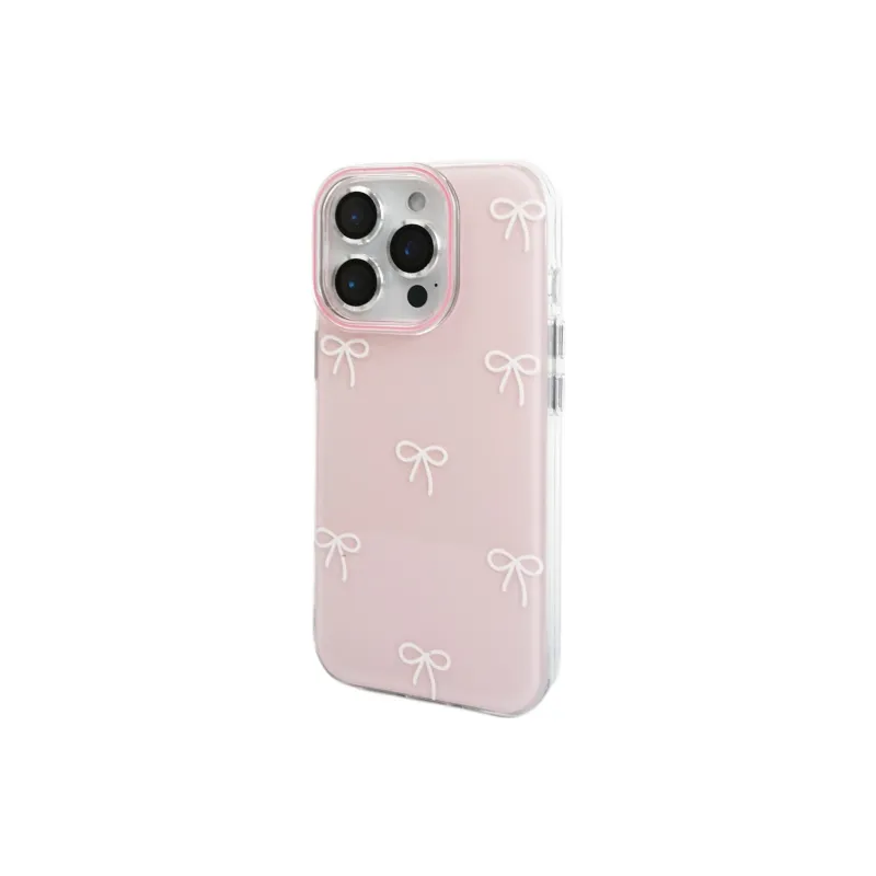 Sopi Acrylic Material Double Layer Line Bowknot Phone Cases Compatible With IPhone 16/15 Pro Max/Apple 13/14 Pro/Max-2