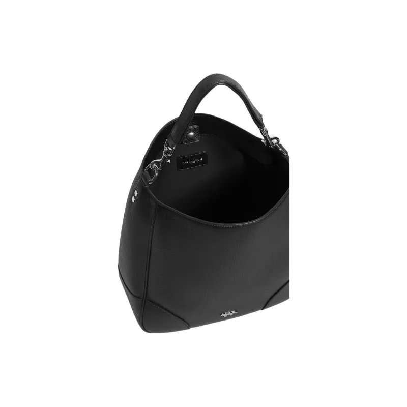 Maison Kitsune Cow Leather Hobo Bag Handbag Women's Black-3