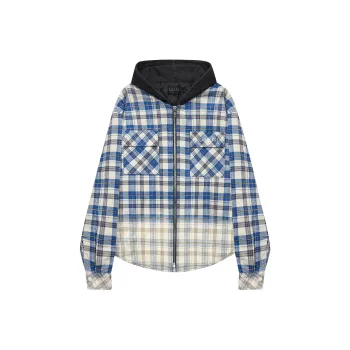 False Perception Hooded Shirt Jacket Unisex Washed Blue