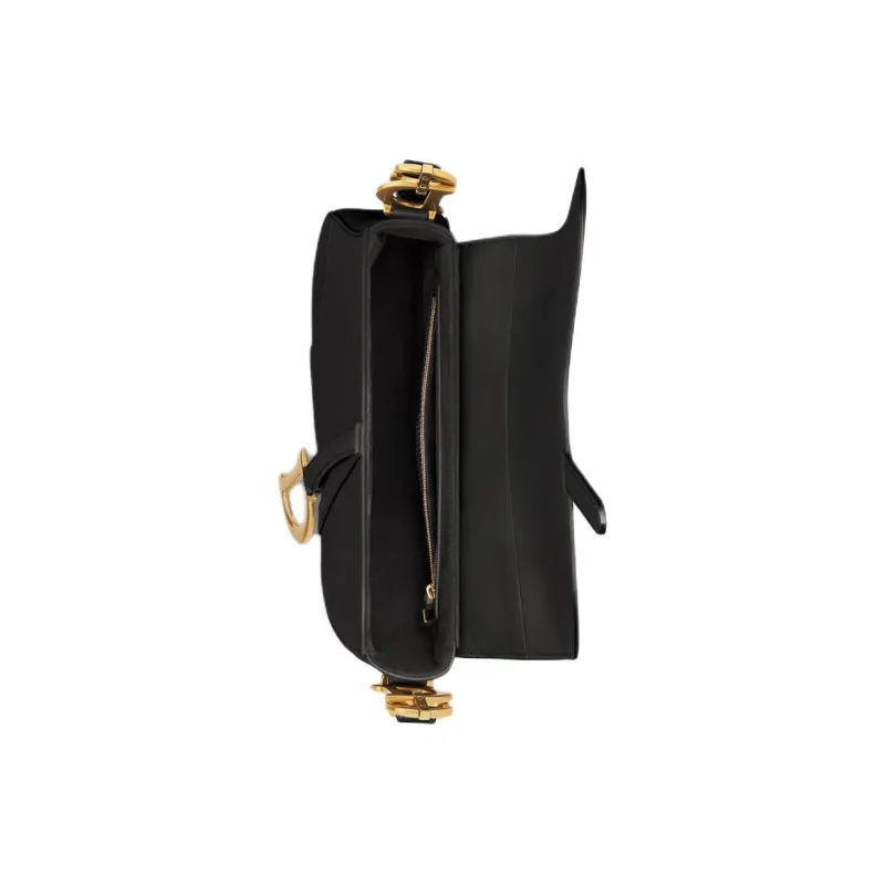 DIOR Saddle Calfskin Saddle Bag, Shoulder Bag Medium Size Women's Black-4