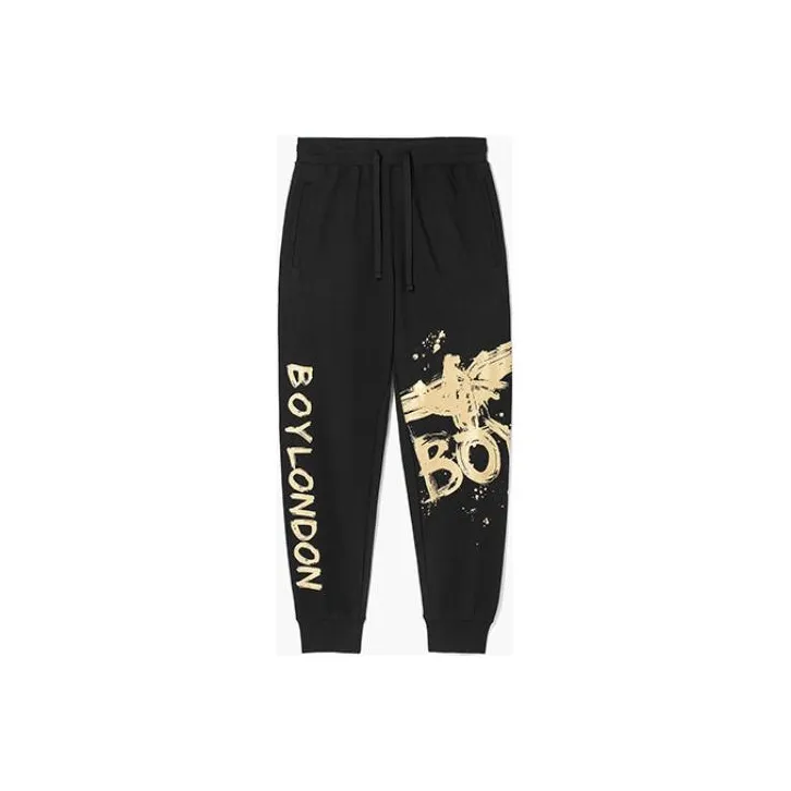 Boy London Knitted Sweatpants Unisex Black Print Gold-0