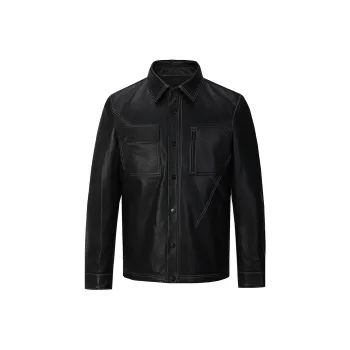 DAVID NAMAN Leather Jackets Men Black