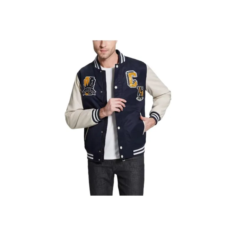 GUESS Patch Varsity Jacket Jackets Coats Men's Blue-0