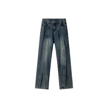 PILOTDRAGON Loose Fit Casual Straight Fit Jeans Unisex Dark Blue