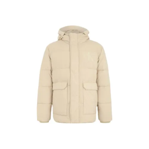 CALVIN KLEIN Puffer Jacket Winter Men's Beige Yellow