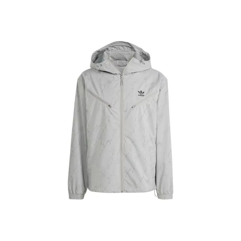 Adidas Originals Montreal Print Windbreaker Jackets Coats Men's Pure Gray-0