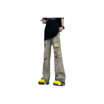 UPXIW Jeans Unisex Yellow Mud