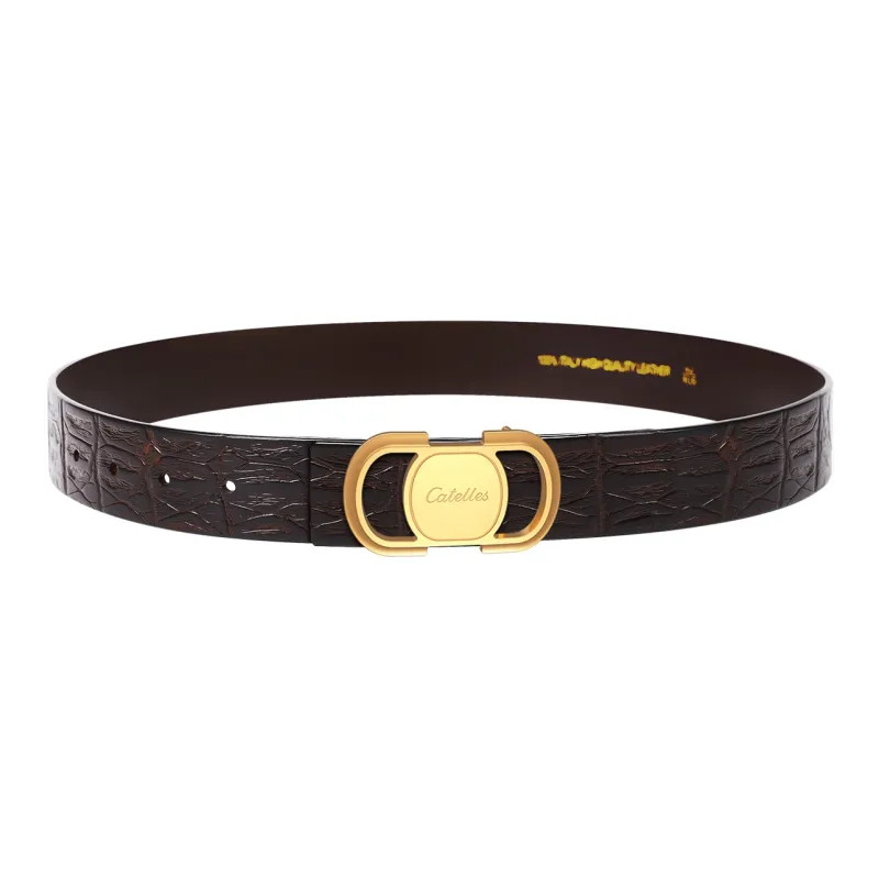 CATELLES Crocodile effect Top Layer Cowhide Leather Belts Men's 3.5cm-10