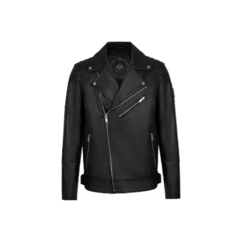 Moose Knuckles Leather Jackets Men Black