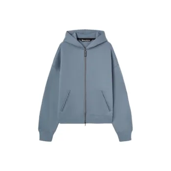 PALM ANGELS Curved Logo Zipped Hoodie