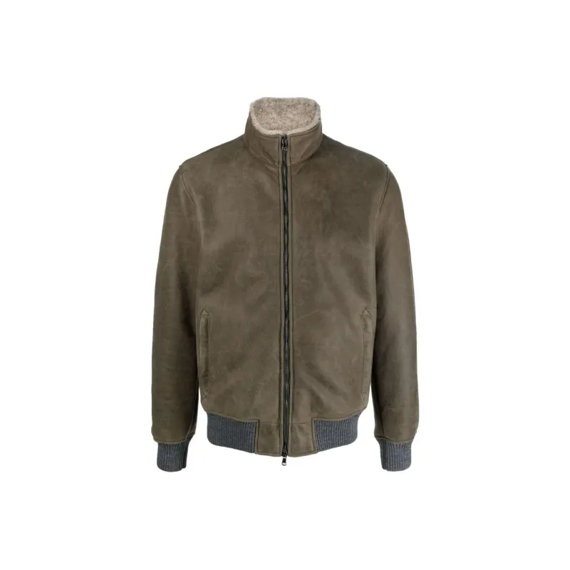 BARBA Leather Jacket Men's Moss Green-0