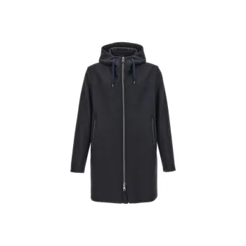 HERNO Logo Plaque Drawstring Hooded Coat