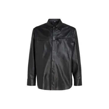KARL LAGERFELD / Karl Lagerfeld Jeans Leather Pocket Button up Shirt