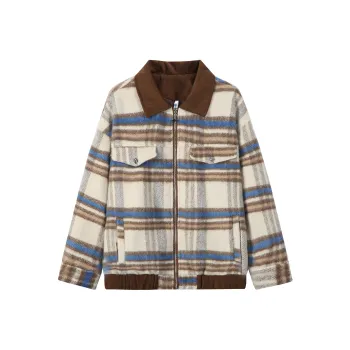 M MAICCO Jackets Coats Unisex Coffee Plaid