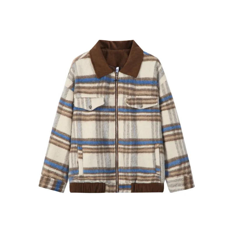 M MAICCO Jackets Coats Unisex Coffee Plaid-0