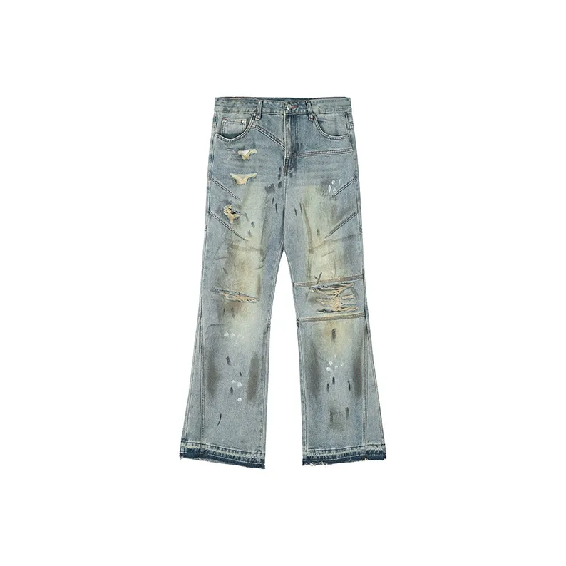 A Chock Jeans Unisex Distressed Washed Blue-0