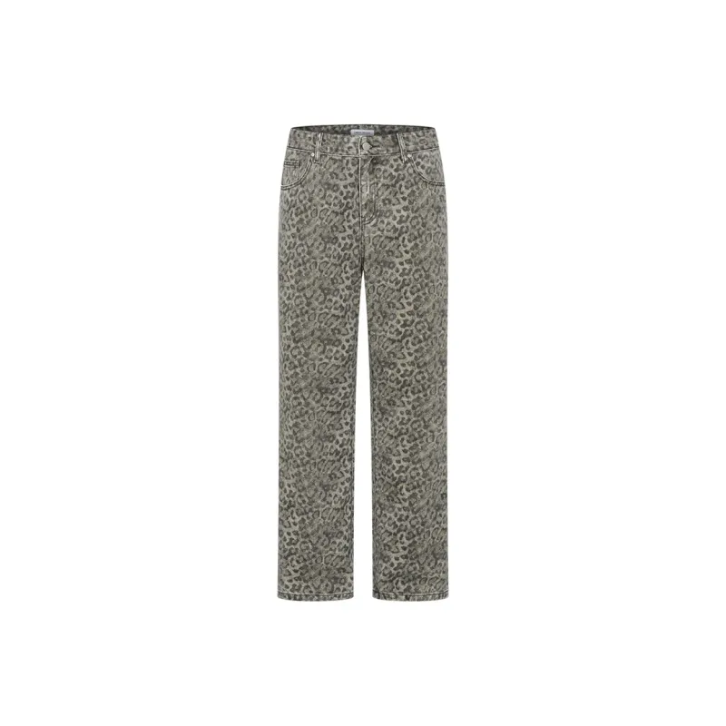 URBAN REVIVO Jeans Men Gray Green Print-0
